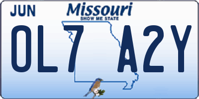 MO license plate OL7A2Y