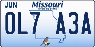 MO license plate OL7A3A