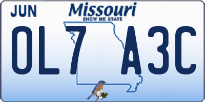 MO license plate OL7A3C