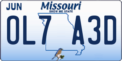MO license plate OL7A3D