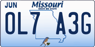 MO license plate OL7A3G