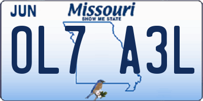 MO license plate OL7A3L