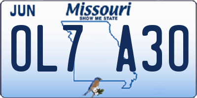 MO license plate OL7A3O