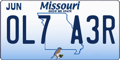 MO license plate OL7A3R