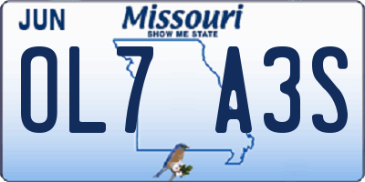 MO license plate OL7A3S