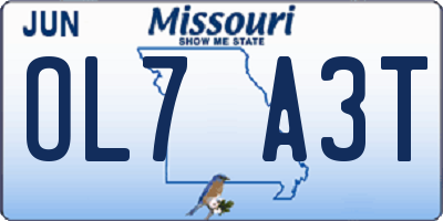 MO license plate OL7A3T