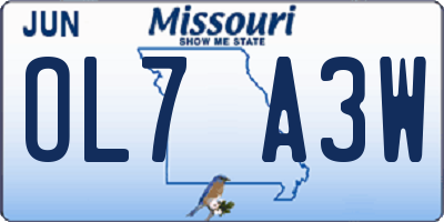 MO license plate OL7A3W