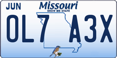 MO license plate OL7A3X