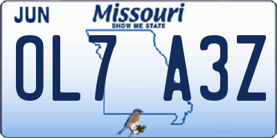 MO license plate OL7A3Z
