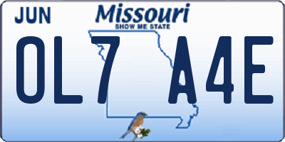 MO license plate OL7A4E