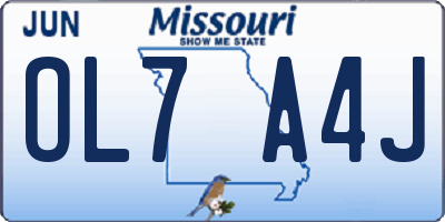 MO license plate OL7A4J