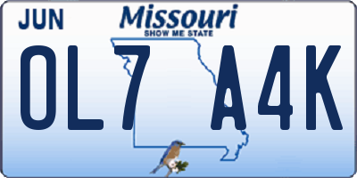 MO license plate OL7A4K
