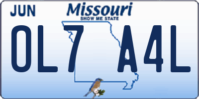 MO license plate OL7A4L