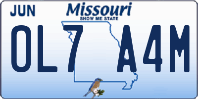 MO license plate OL7A4M