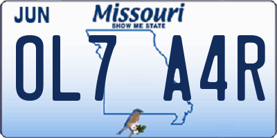 MO license plate OL7A4R