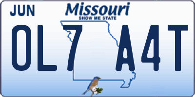 MO license plate OL7A4T