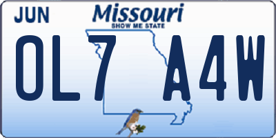 MO license plate OL7A4W