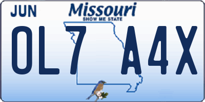 MO license plate OL7A4X