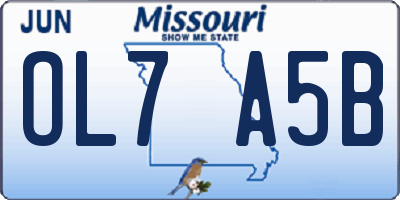 MO license plate OL7A5B