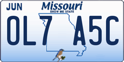 MO license plate OL7A5C