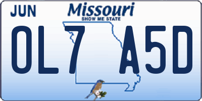 MO license plate OL7A5D