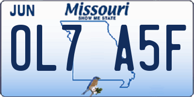MO license plate OL7A5F