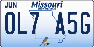 MO license plate OL7A5G