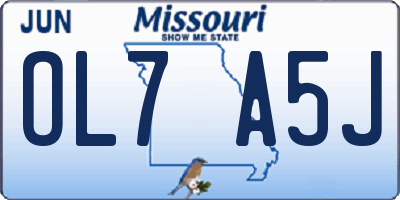 MO license plate OL7A5J