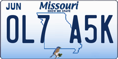 MO license plate OL7A5K