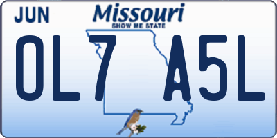 MO license plate OL7A5L