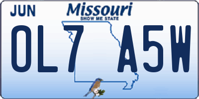 MO license plate OL7A5W