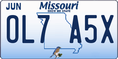 MO license plate OL7A5X