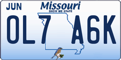 MO license plate OL7A6K