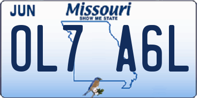 MO license plate OL7A6L