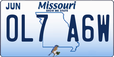 MO license plate OL7A6W