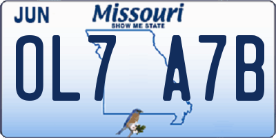 MO license plate OL7A7B