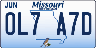 MO license plate OL7A7D