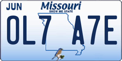 MO license plate OL7A7E