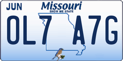 MO license plate OL7A7G