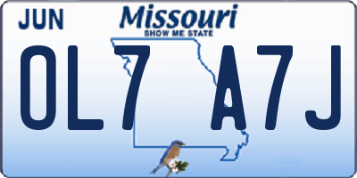 MO license plate OL7A7J
