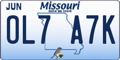 MO license plate OL7A7K