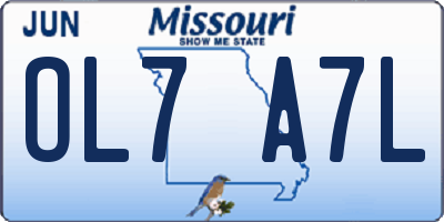 MO license plate OL7A7L