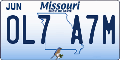 MO license plate OL7A7M