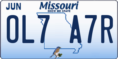 MO license plate OL7A7R