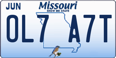 MO license plate OL7A7T
