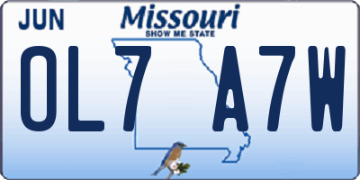 MO license plate OL7A7W