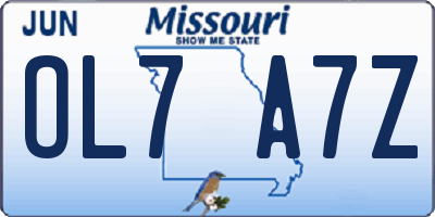 MO license plate OL7A7Z