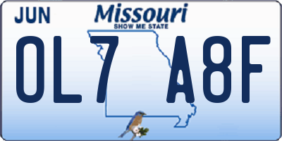 MO license plate OL7A8F