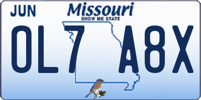 MO license plate OL7A8X