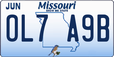 MO license plate OL7A9B